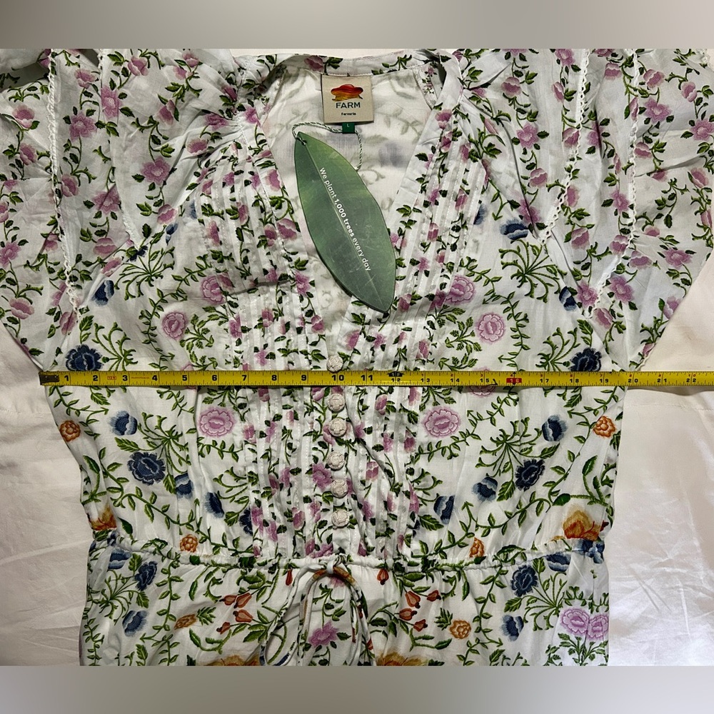 Farm Rio Off-White Folk Floral Lace Midi Dress. L. NWT. - Picture 13 of 14